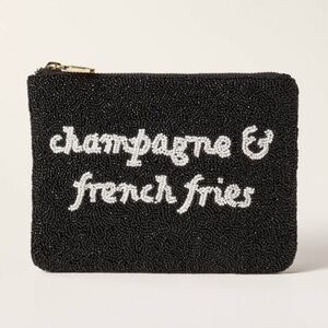 Kate Spade X Target  Beaded Pouch with White Text CHAMPAGNE & French Fries NEW